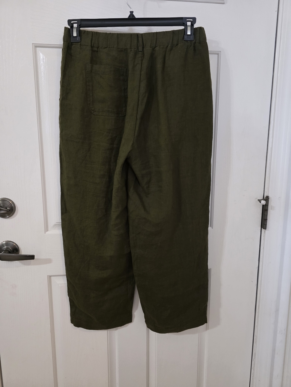 Quince Womens Green Linen Pull on Wide Leg Crop Pant Travel Minimalist Career - Picture 5 of 11